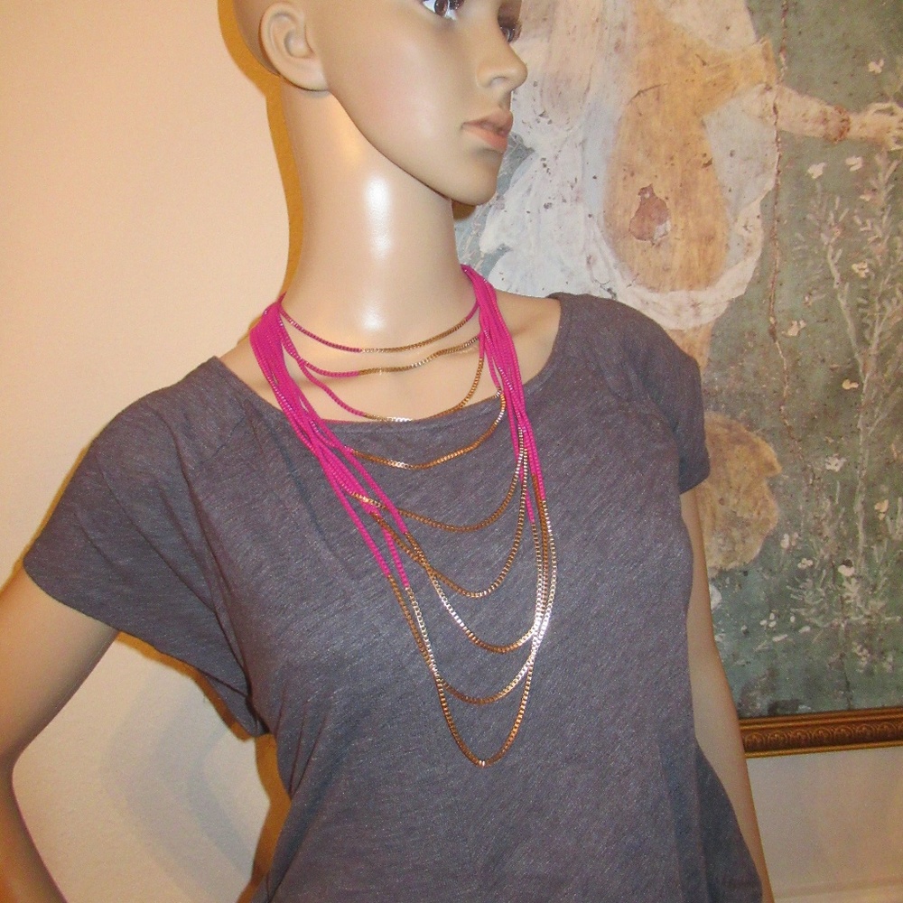 Pink and Gold Chain Necklace